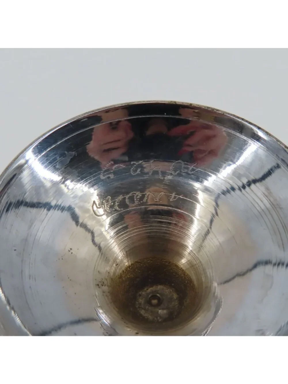 VTG Hand Chased Etched Floral Swag Silver Gold Tone Metal Vase 6.9in Israel Made
